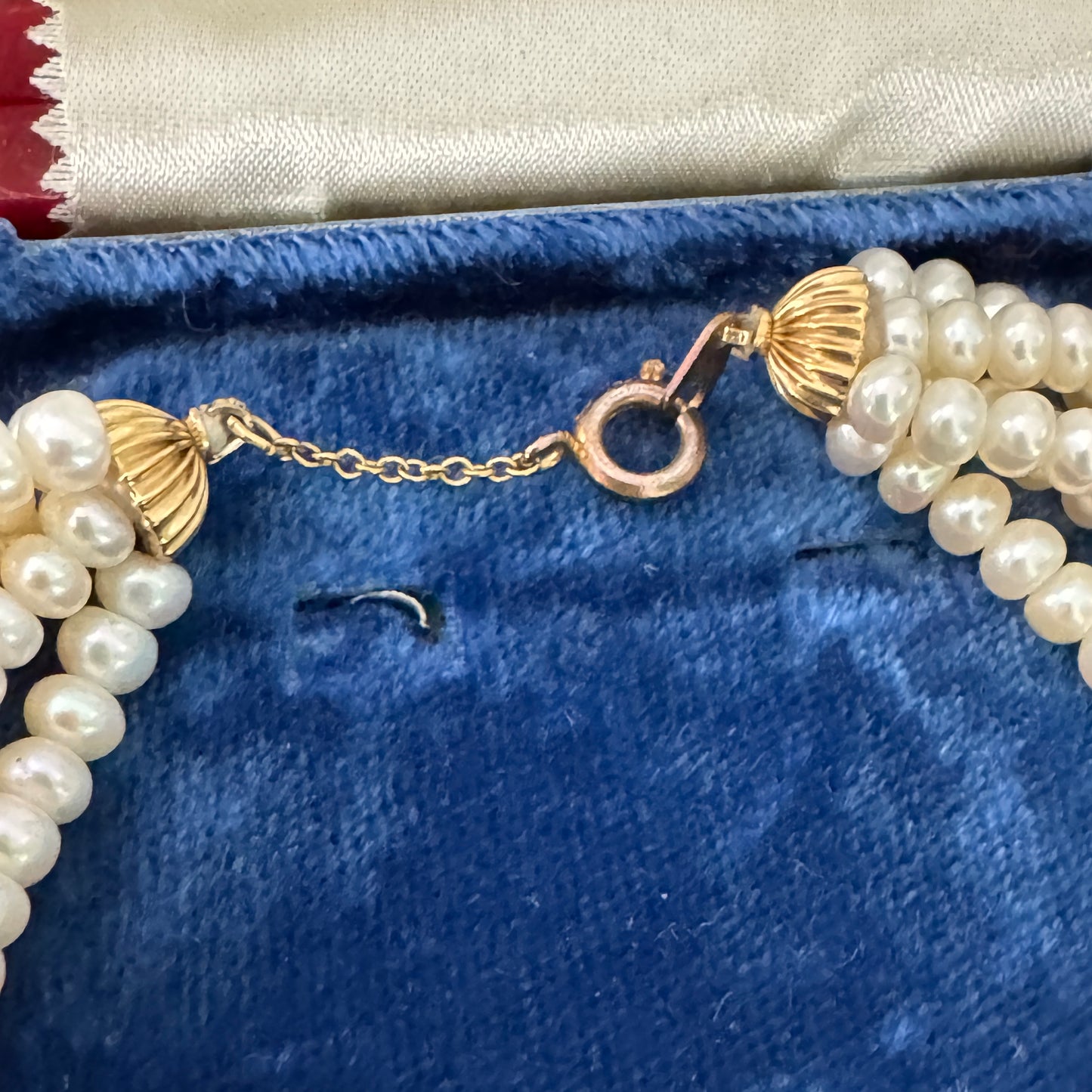 Vintage Five Strand Cultured Pearl 14K Yellow Gold Bracelet