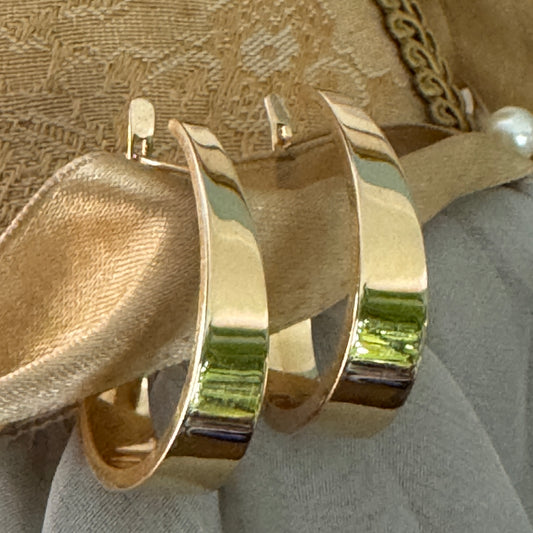 14k Yellow Gold Fancy J Hoop Earrings