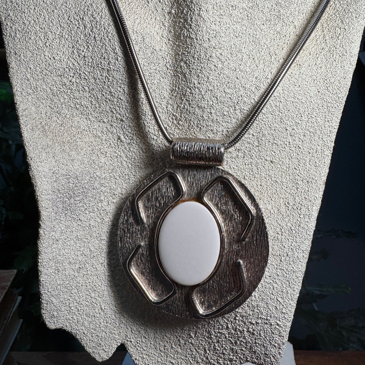 Vintage Modernist Oval Pendant Necklace