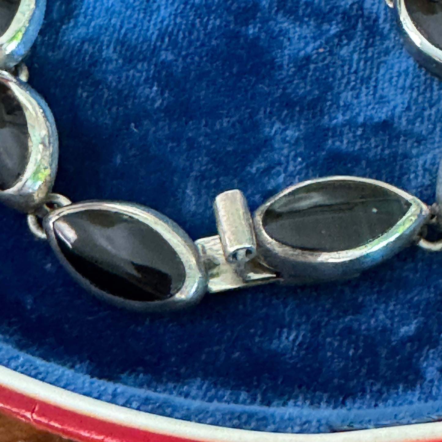 Vintage Taxco Mexican 950 Silver and Onyx Bracelet