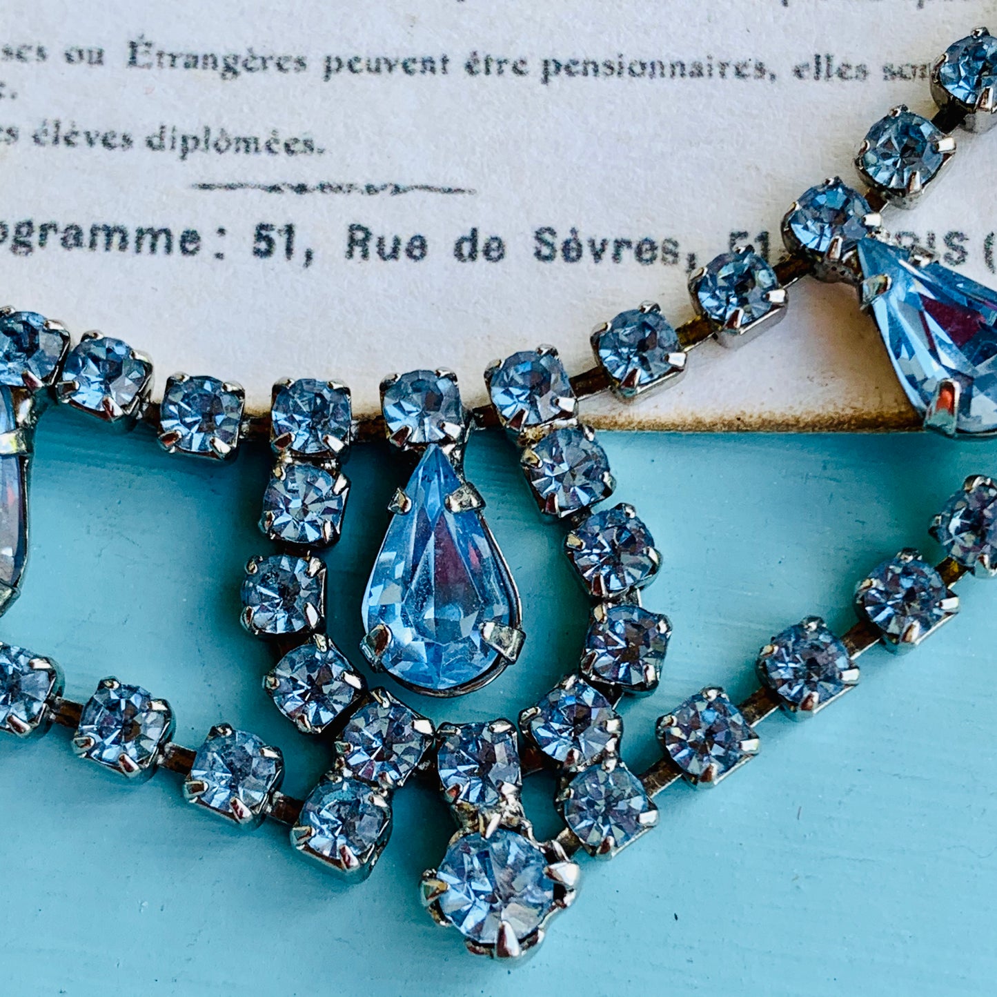 Vintage Blue Rhinestone 1960's Necklace