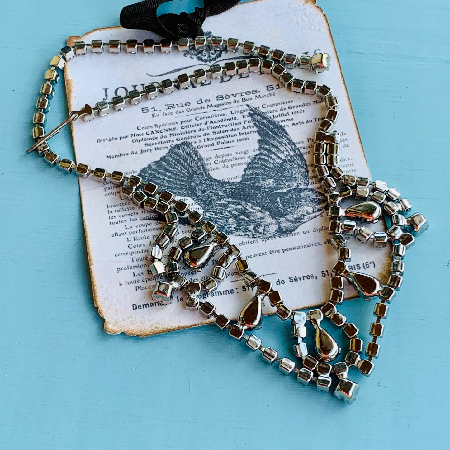 Vintage Blue Rhinestone 1960's Necklace