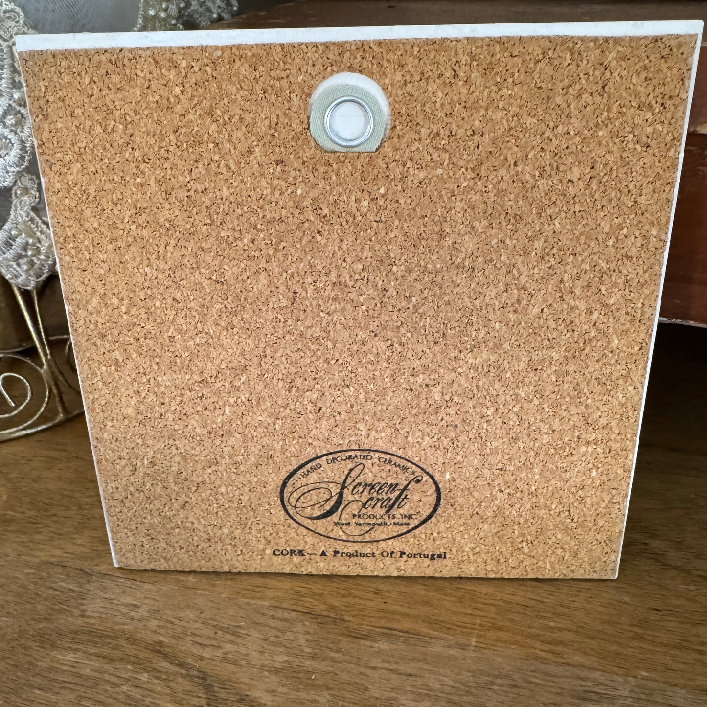 Pink Lady Slippers Hand Decorated Screencraft Products Signed Trivet