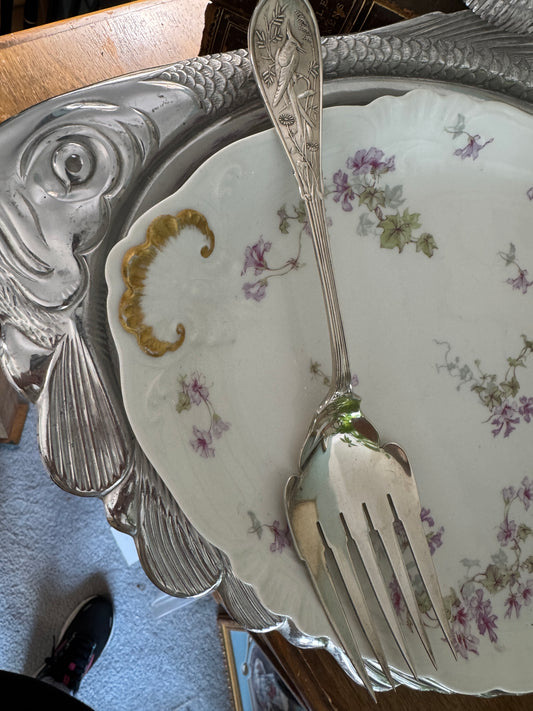 Antique Japanese By Tiffany & Co Sterling Silver Fish Fork Audubon