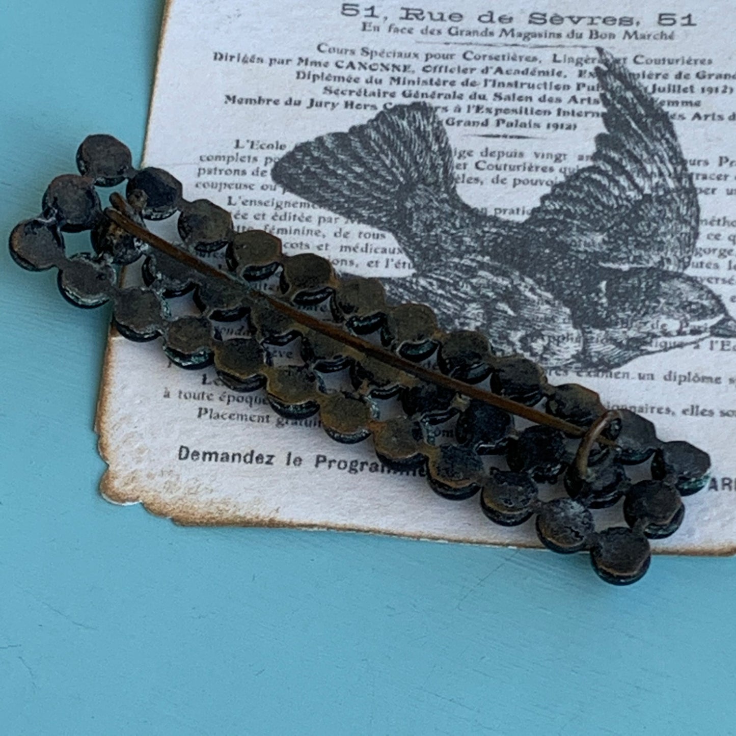 Antique Mourning Jewelry French Jet Pin