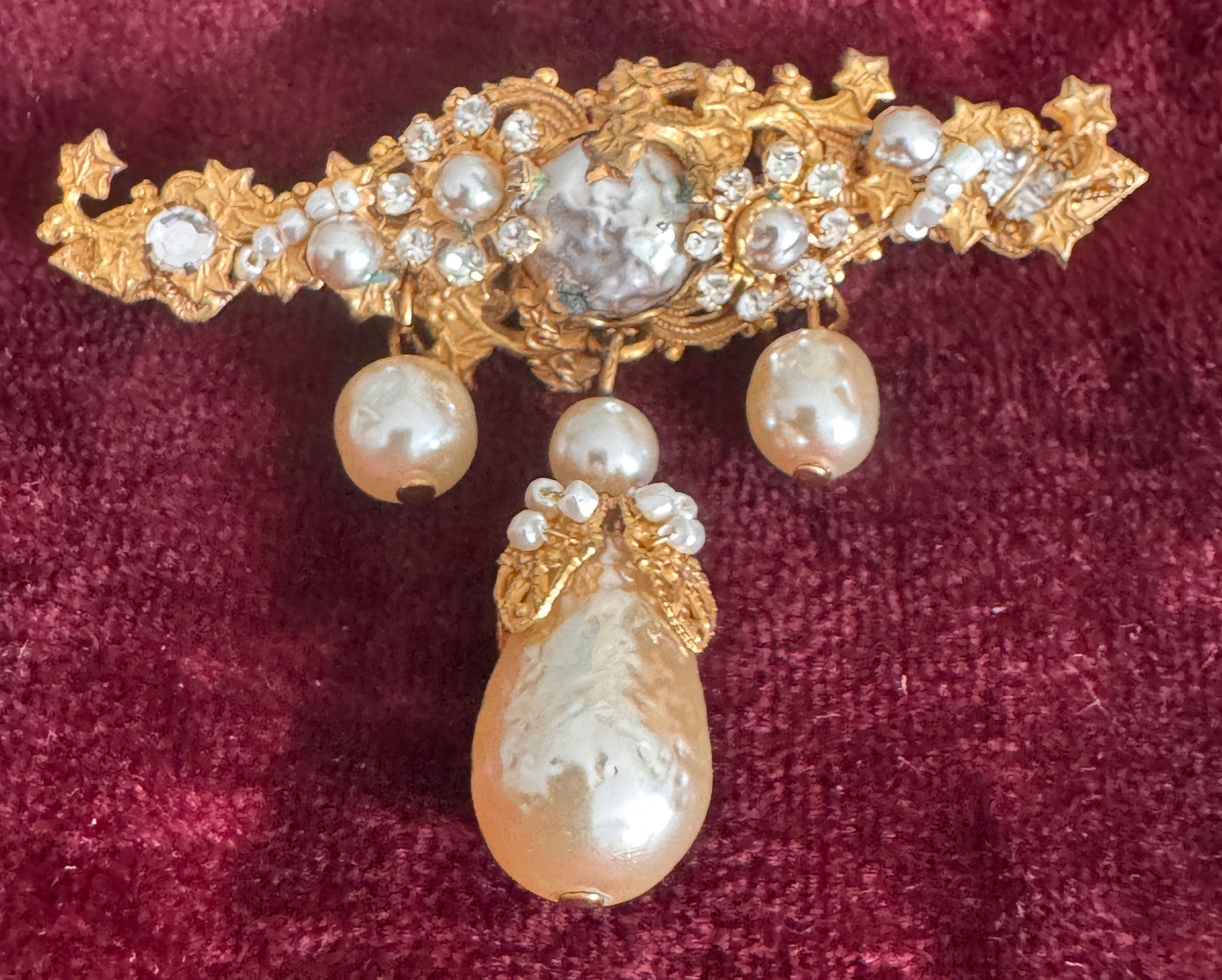 Miriam Haskell Vintage Baroque Pearl Brooch | Hand-Wired Russian