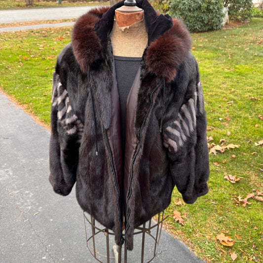 Vintage Weiner's Furs Mink Grey/Black Fur Zippered Jacket