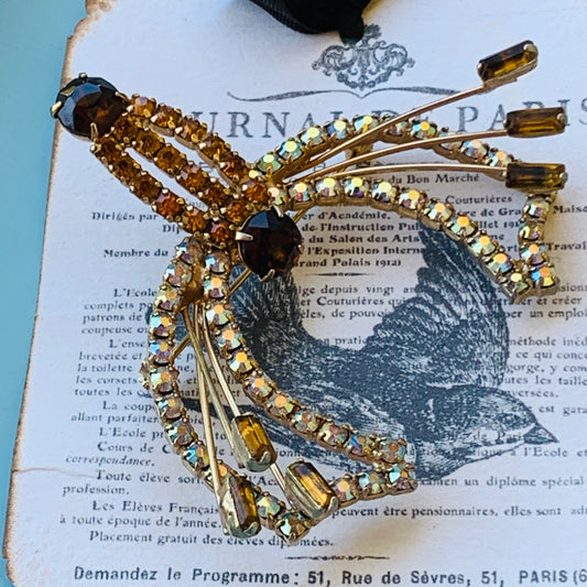 Vintage Rhinestone Stylized Dragonfly Pin