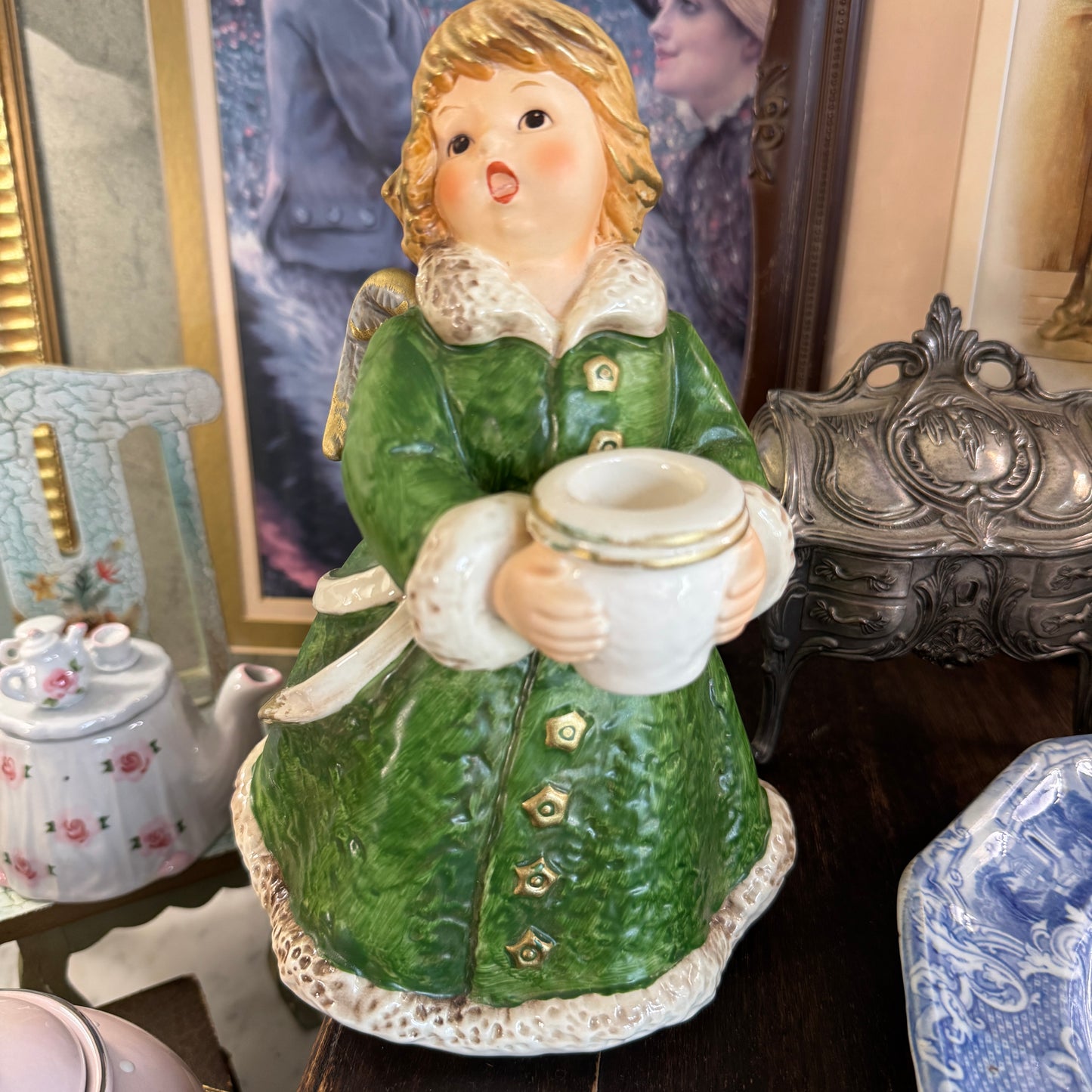Vintage Goebel Frobek Baroque Angel Christmas Candleholder