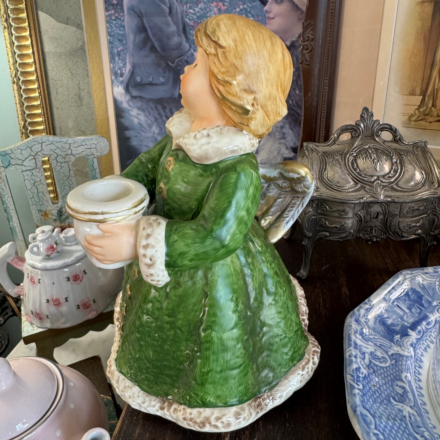 Vintage Goebel Frobek Baroque Angel Christmas Candleholder
