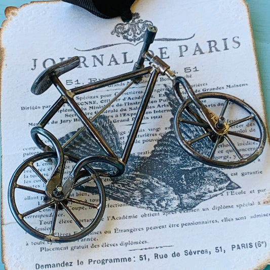 Vintage Sterling Silver Mechanical Bike Pin