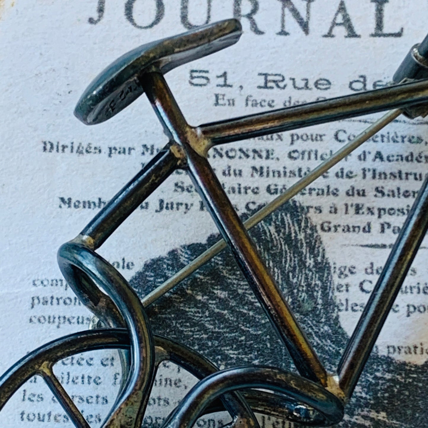 Vintage Sterling Silver Mechanical Bike Pin