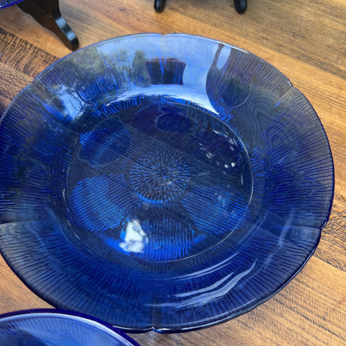 8 Piece French Arcoroc Cobalt Floral Blue Plates & Bowls Collection