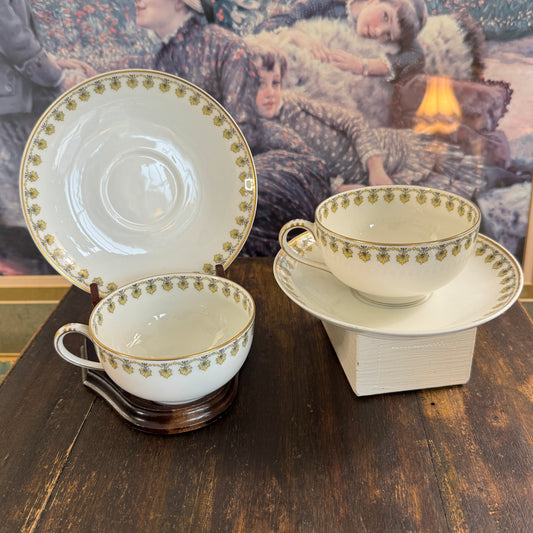 Two French Haviland Limoges Schleiger Tea Cups & Saucers