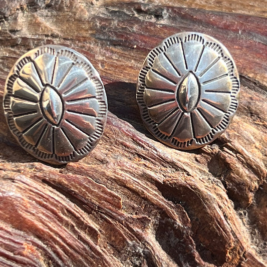 Vintage Sterling Silver Concho Handmade Earrings