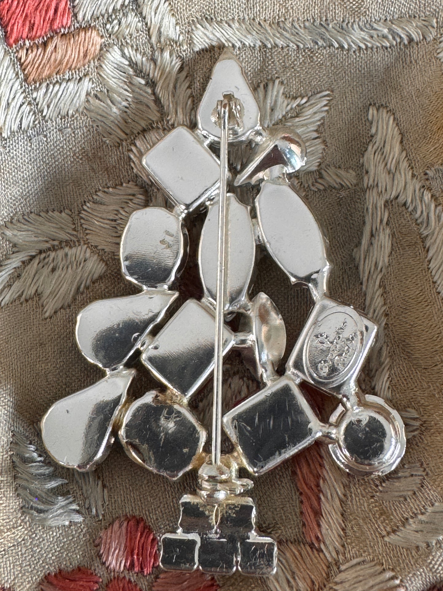 Christopher Radko Shiny Brite Pastel Rhinestone Christmas Tree Pin