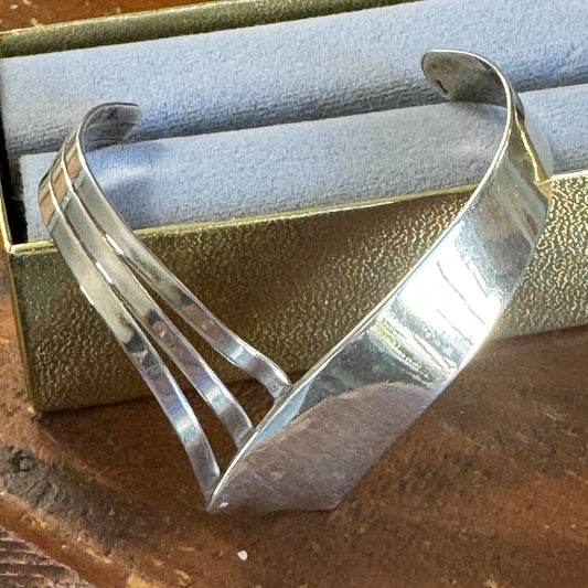 Vintage Modern Looking Sterling Silver Cuff Bracelet