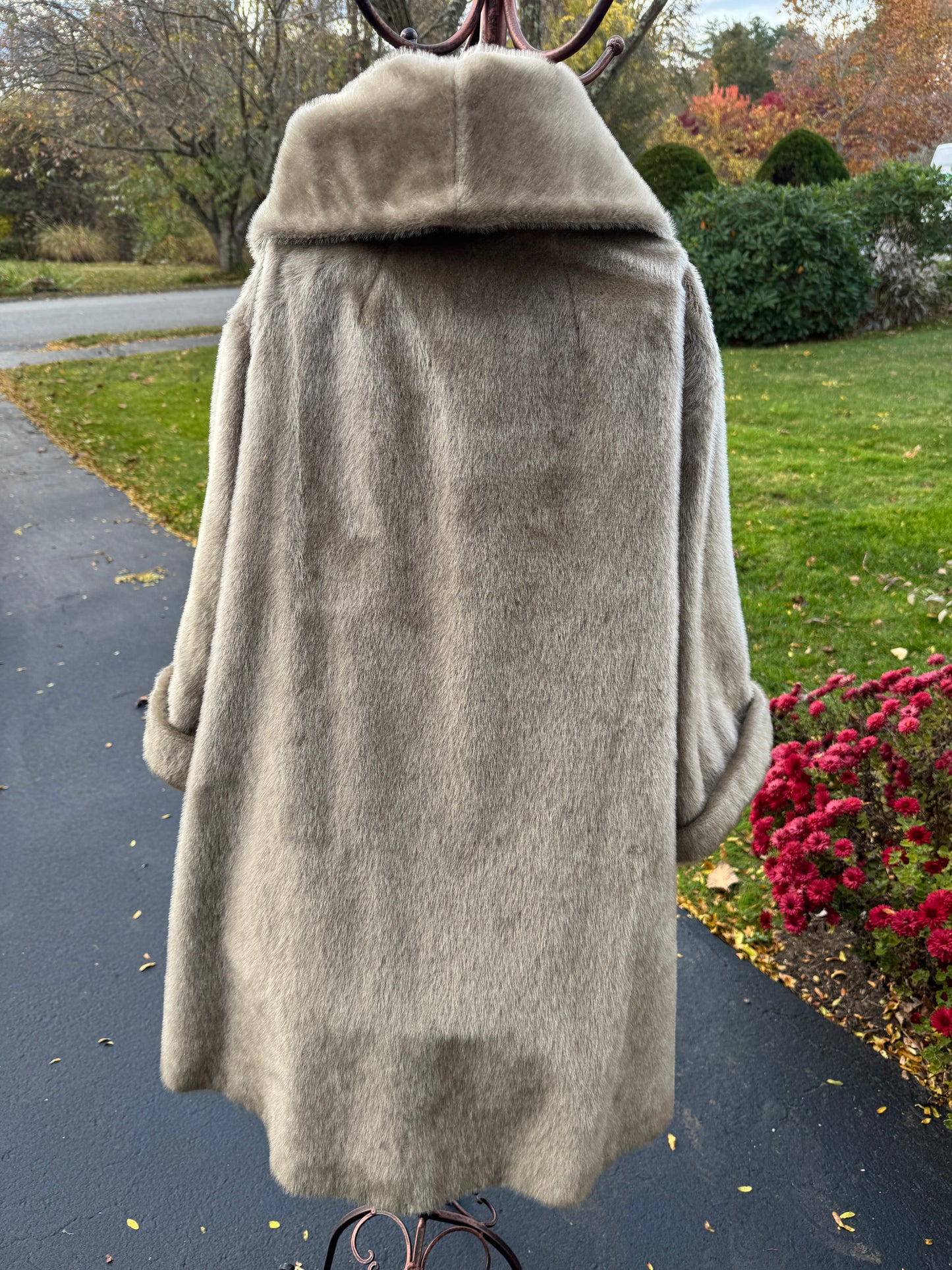 Vintage Harper's Beige Fake Fur Swing Coat