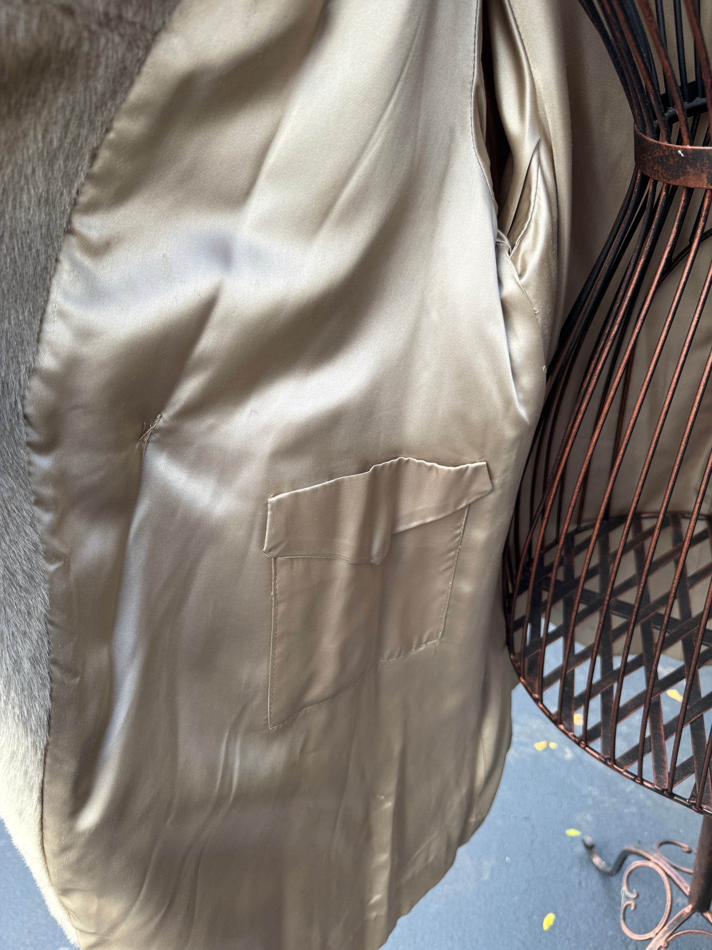 Vintage Harper's Beige Fake Fur Swing Coat