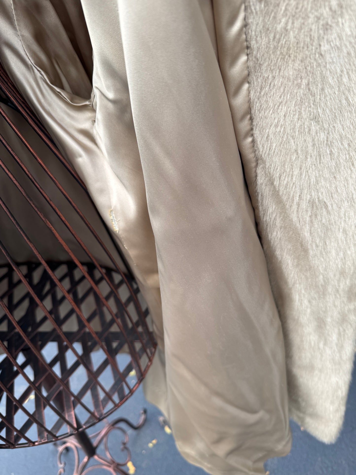 Vintage Harper's Beige Fake Fur Swing Coat