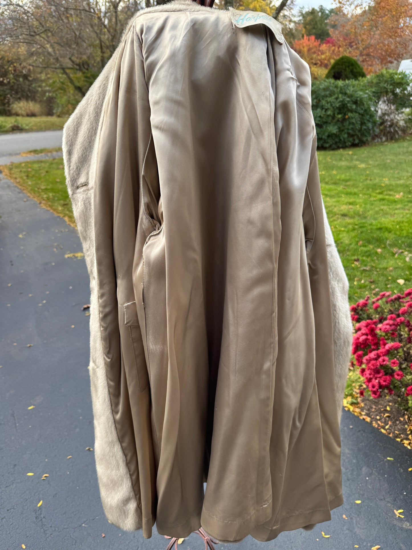Vintage Harper's Beige Fake Fur Swing Coat