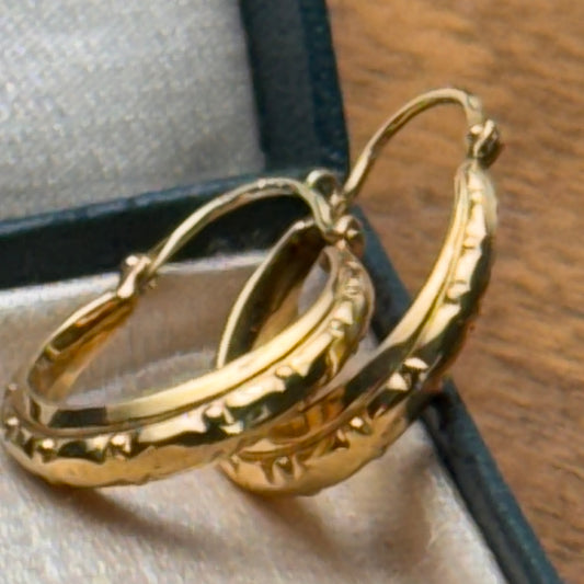 14K Yellow Gold Hoop Pierced Earrings