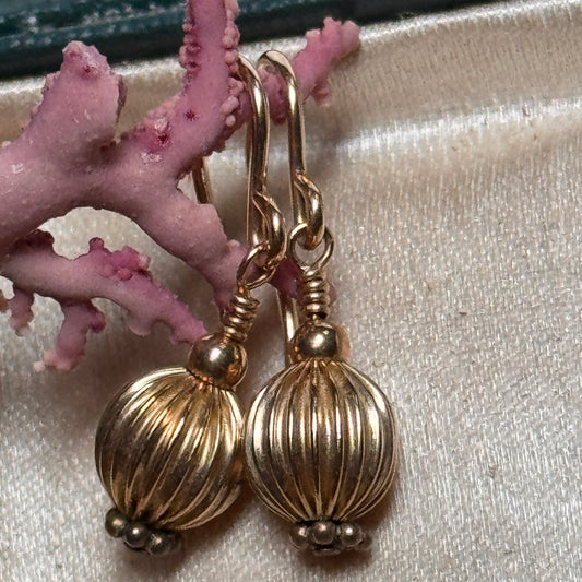 14K Yellow Gold Bead Earrings