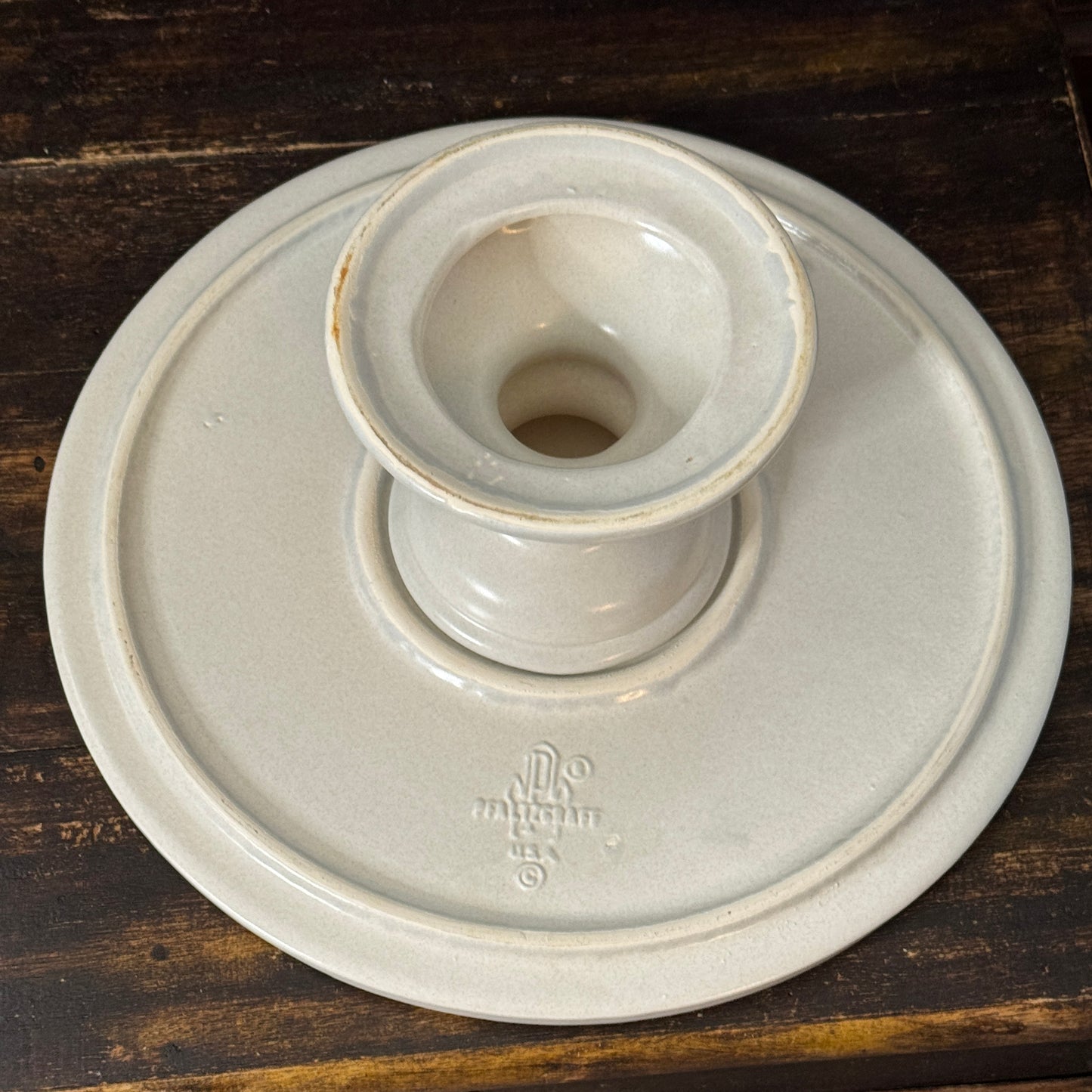 Yorktowne Pfaltzgraff Stoneware Pedestal Cake Stand Blue FLoral USA