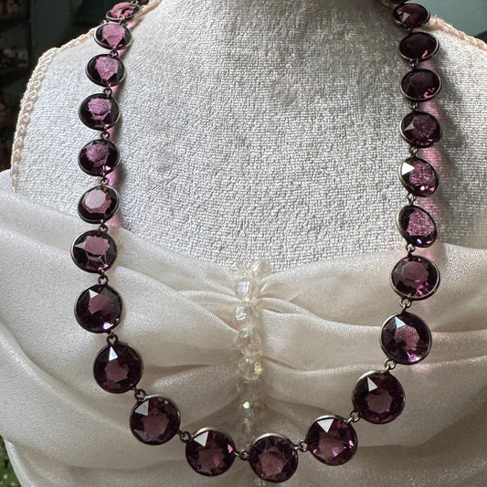 Art Deco Multi Faceted Purple Riviere Necklace