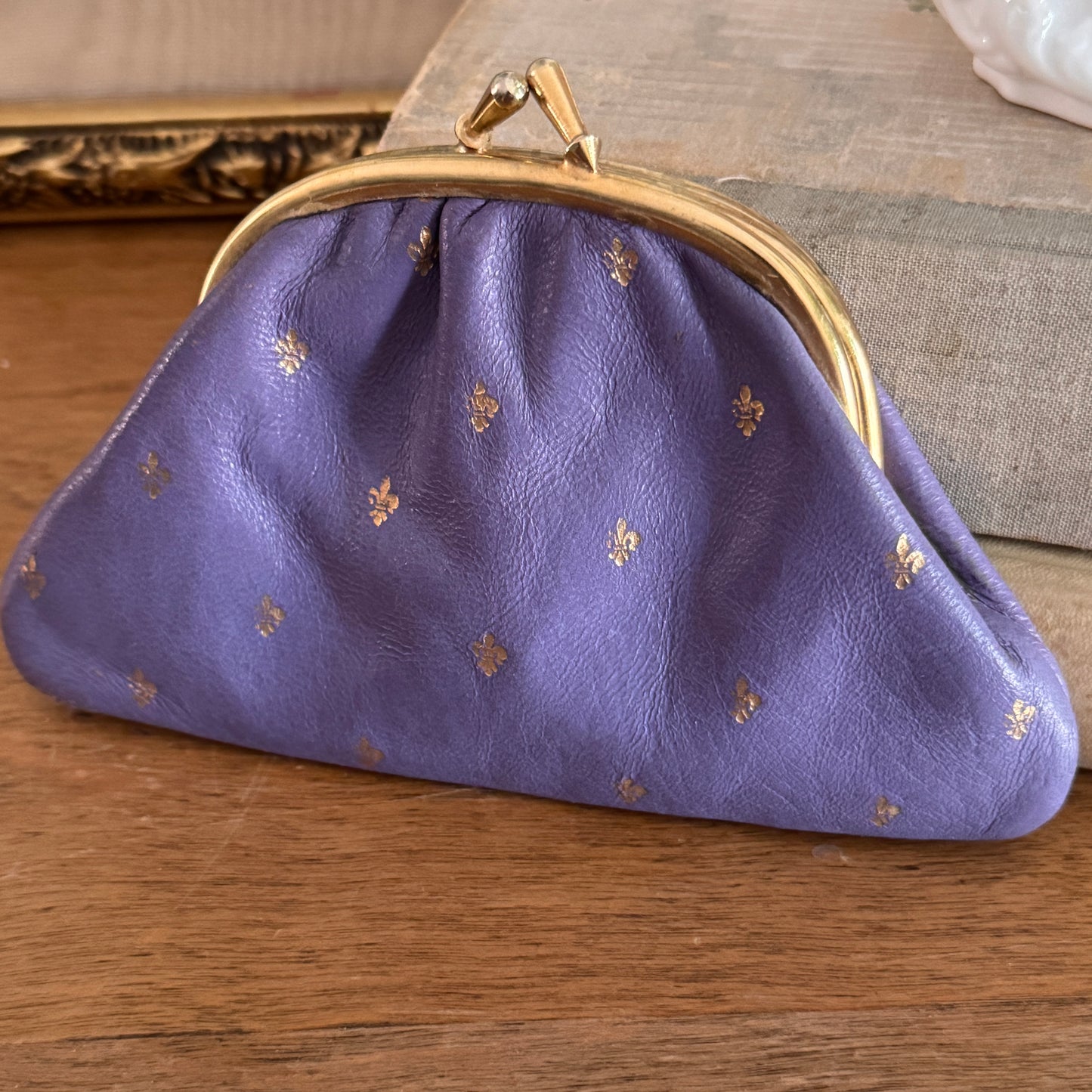 Scuola Del Cuoio Italian Purple Leather Vintage Coin Purse