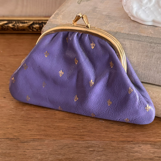 Scuola Del Cuoio Italian Purple Leather Vintage Coin Purse