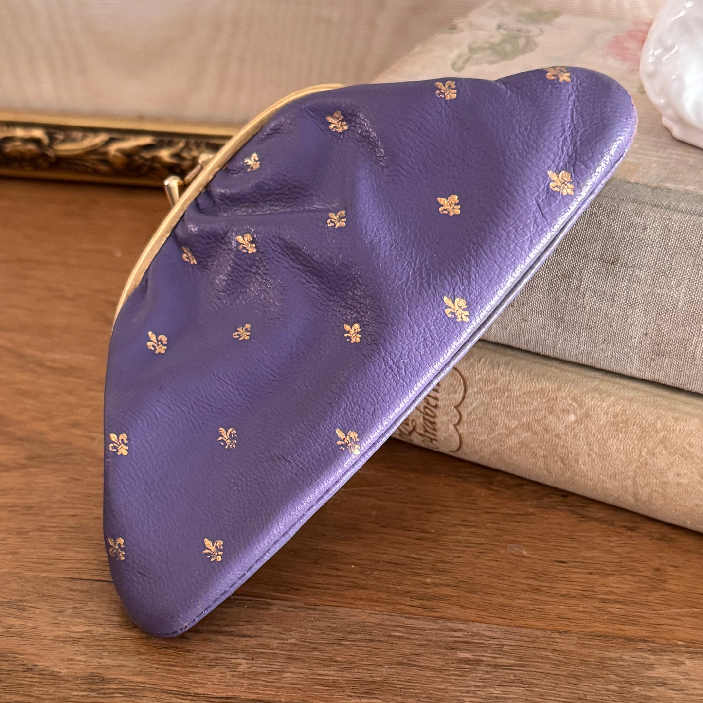 Scuola Del Cuoio Italian Purple Leather Vintage Coin Purse