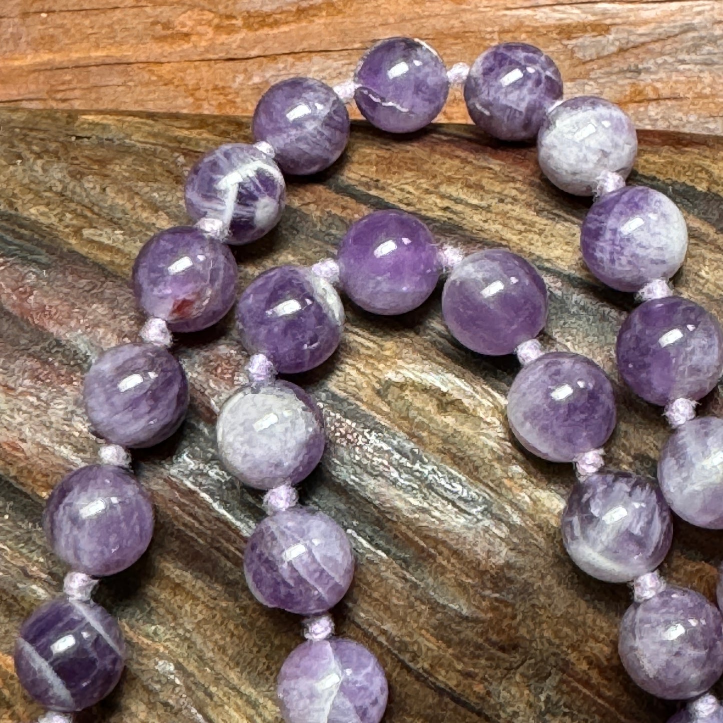 Vintage Amethyst Semi Precious Gemstone Beaded Necklace