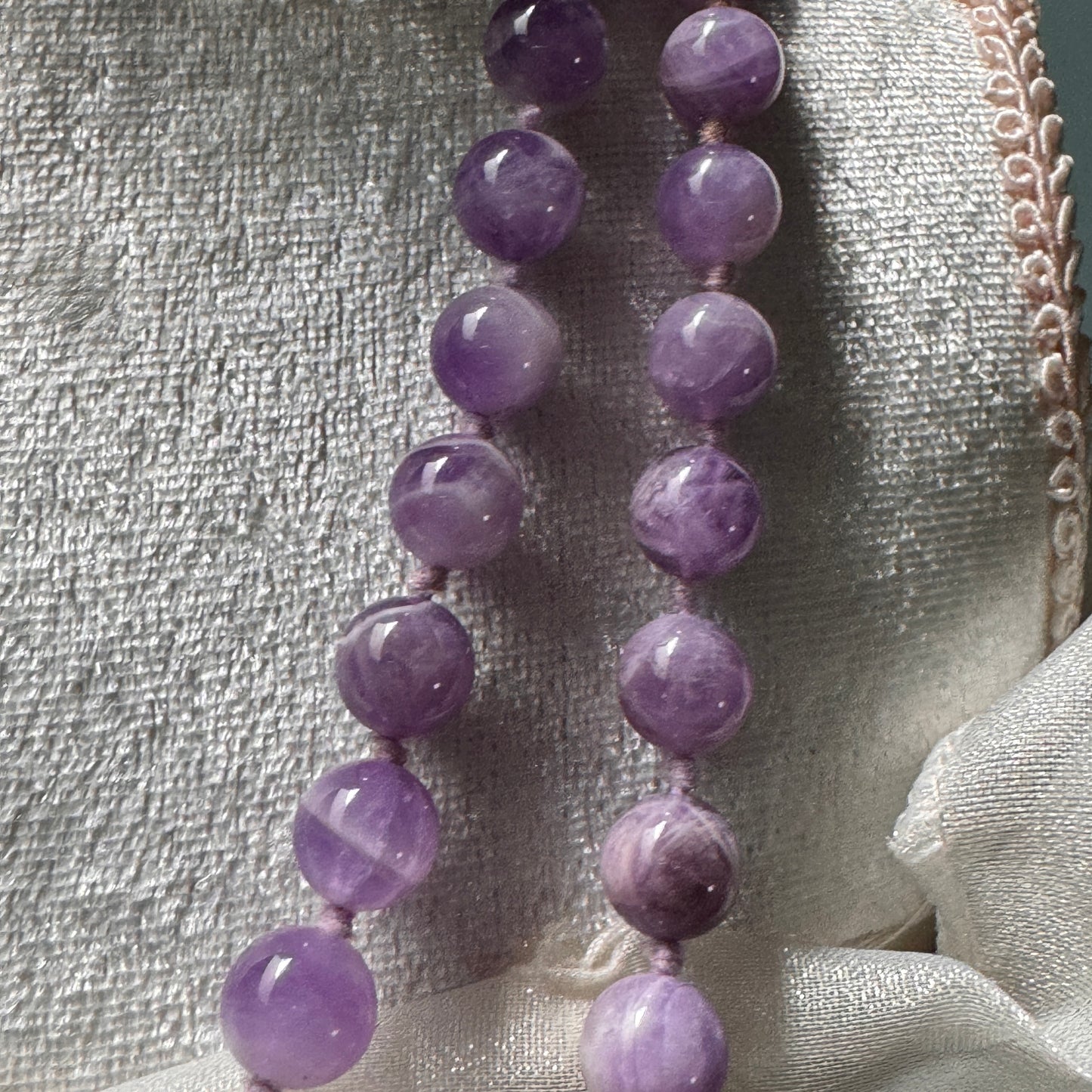 Vintage Amethyst Semi Precious Gemstone Beaded Necklace