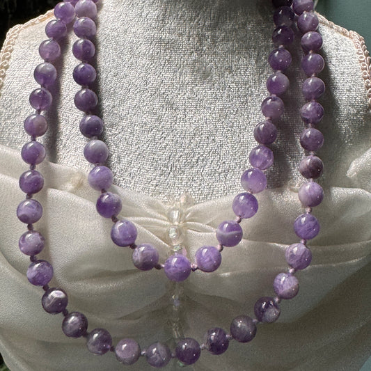 Vintage Amethyst Semi Precious Gemstone Beaded Necklace