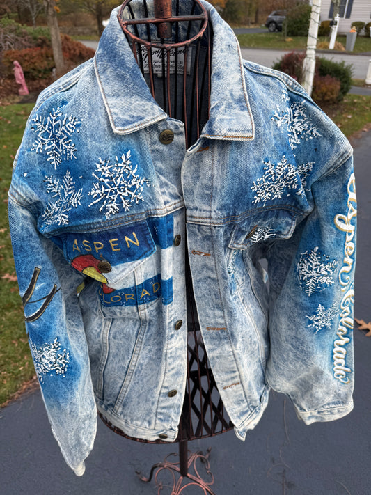 Tony Alamo of Nashville Aspen Colorado Hand Painted Acid Washed Jean Jacket