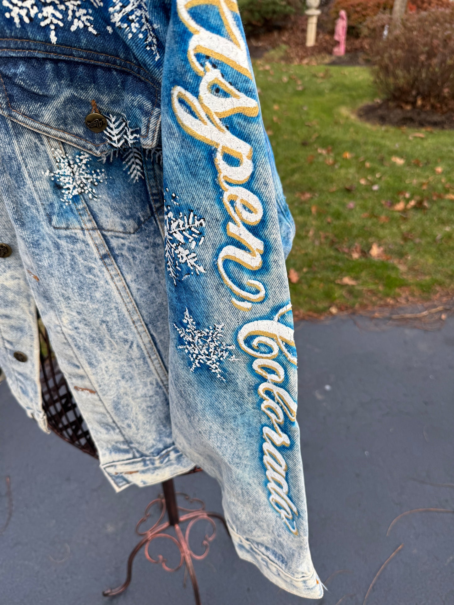 Tony Alamo of Nashville Aspen Colorado Hand Painted Acid Washed Jean Jacket