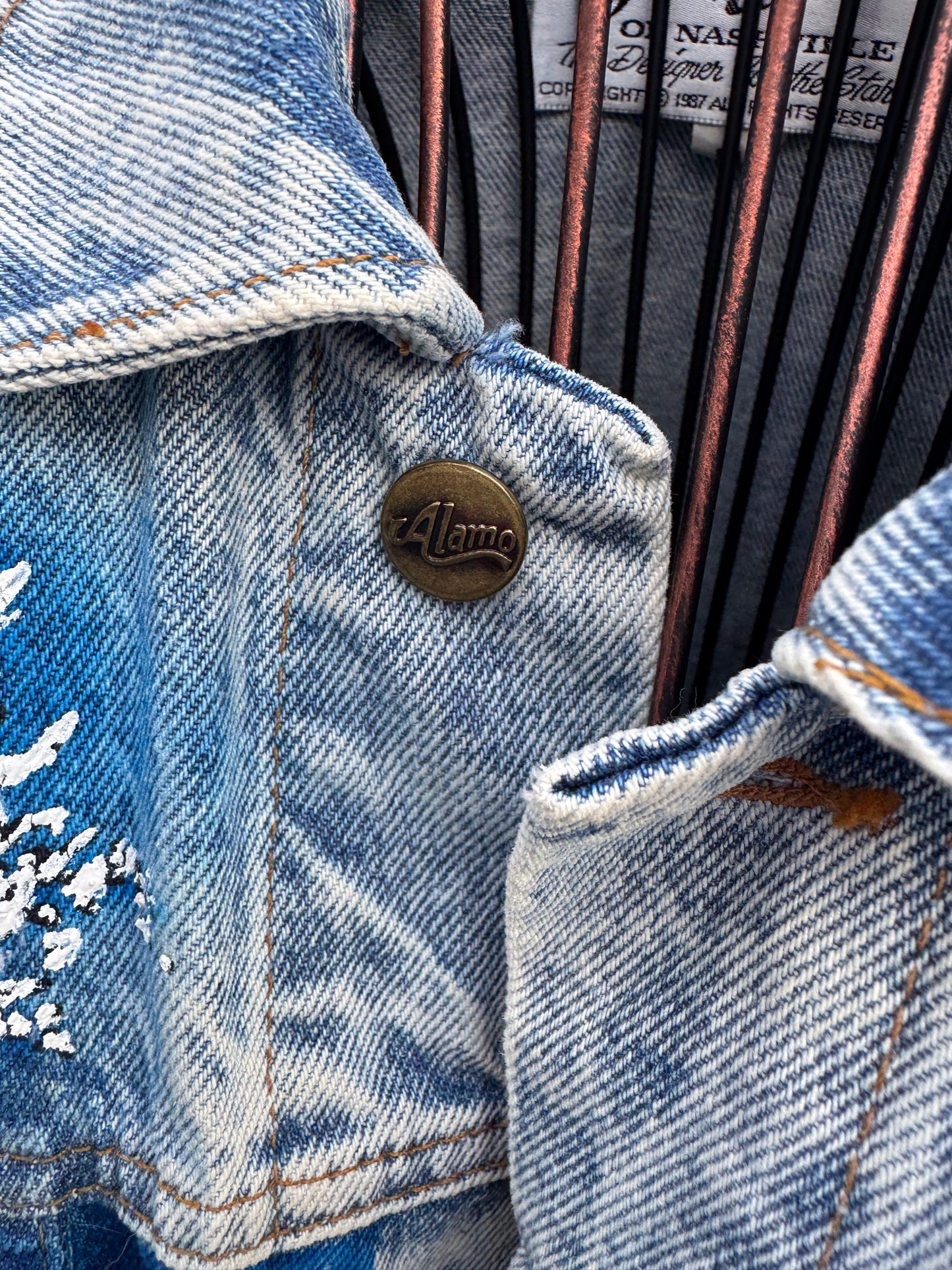 Tony Alamo of Nashville Aspen Colorado Hand Painted Acid Washed Jean Jacket