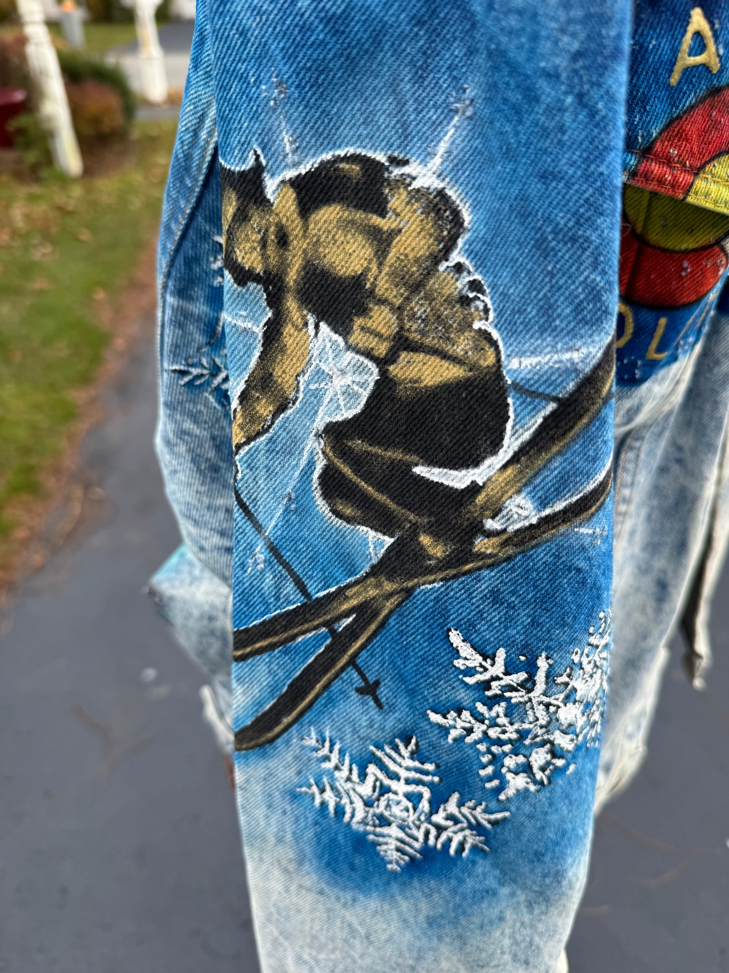 Tony Alamo of Nashville Aspen Colorado Hand Painted Acid Washed Jean Jacket