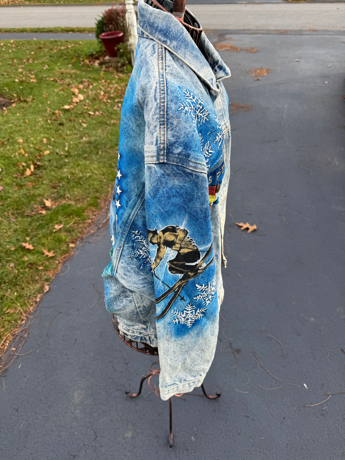 Tony Alamo of Nashville Aspen Colorado Hand Painted Acid Washed Jean Jacket