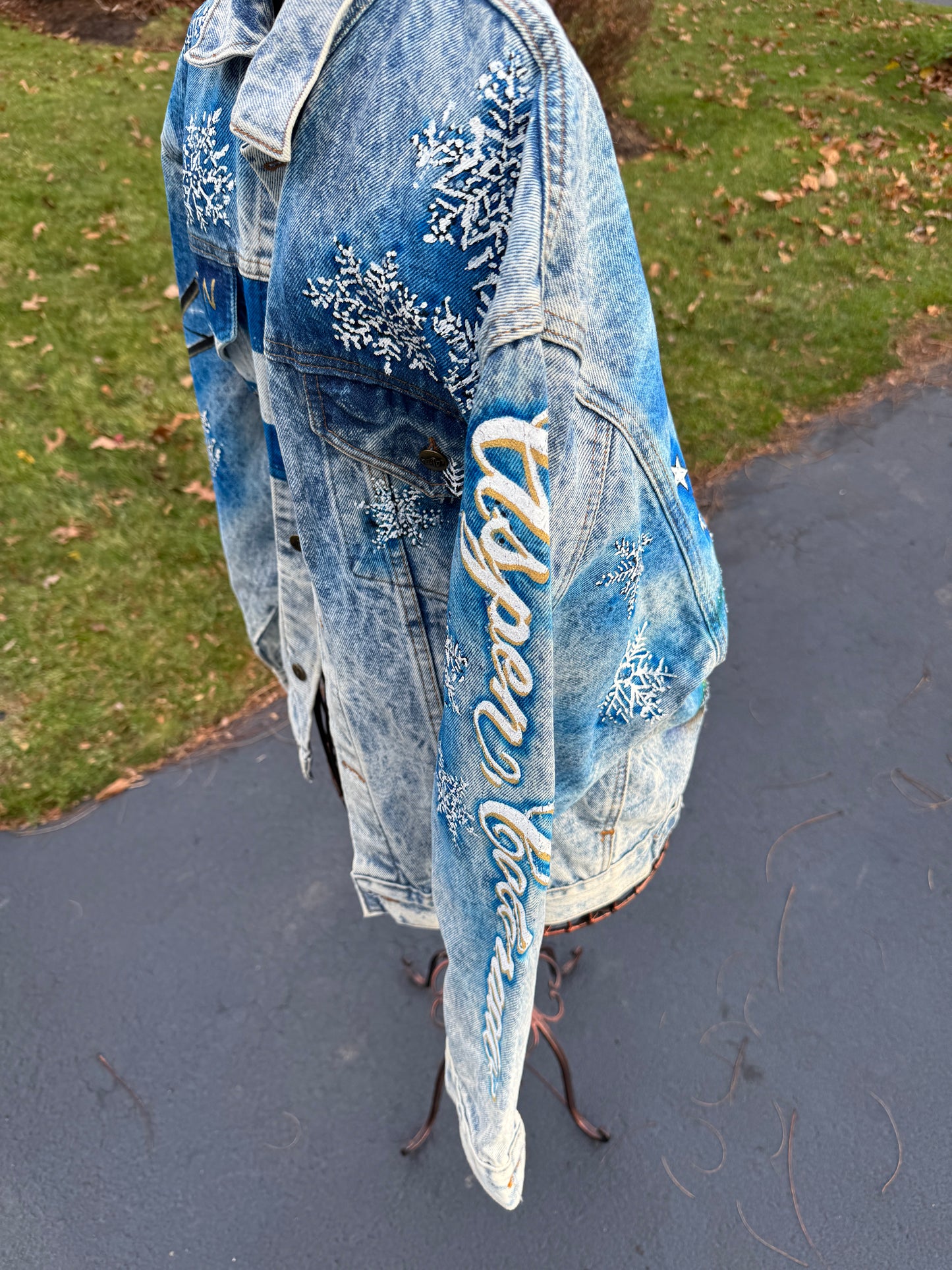 Tony Alamo of Nashville Aspen Colorado Hand Painted Acid Washed Jean Jacket