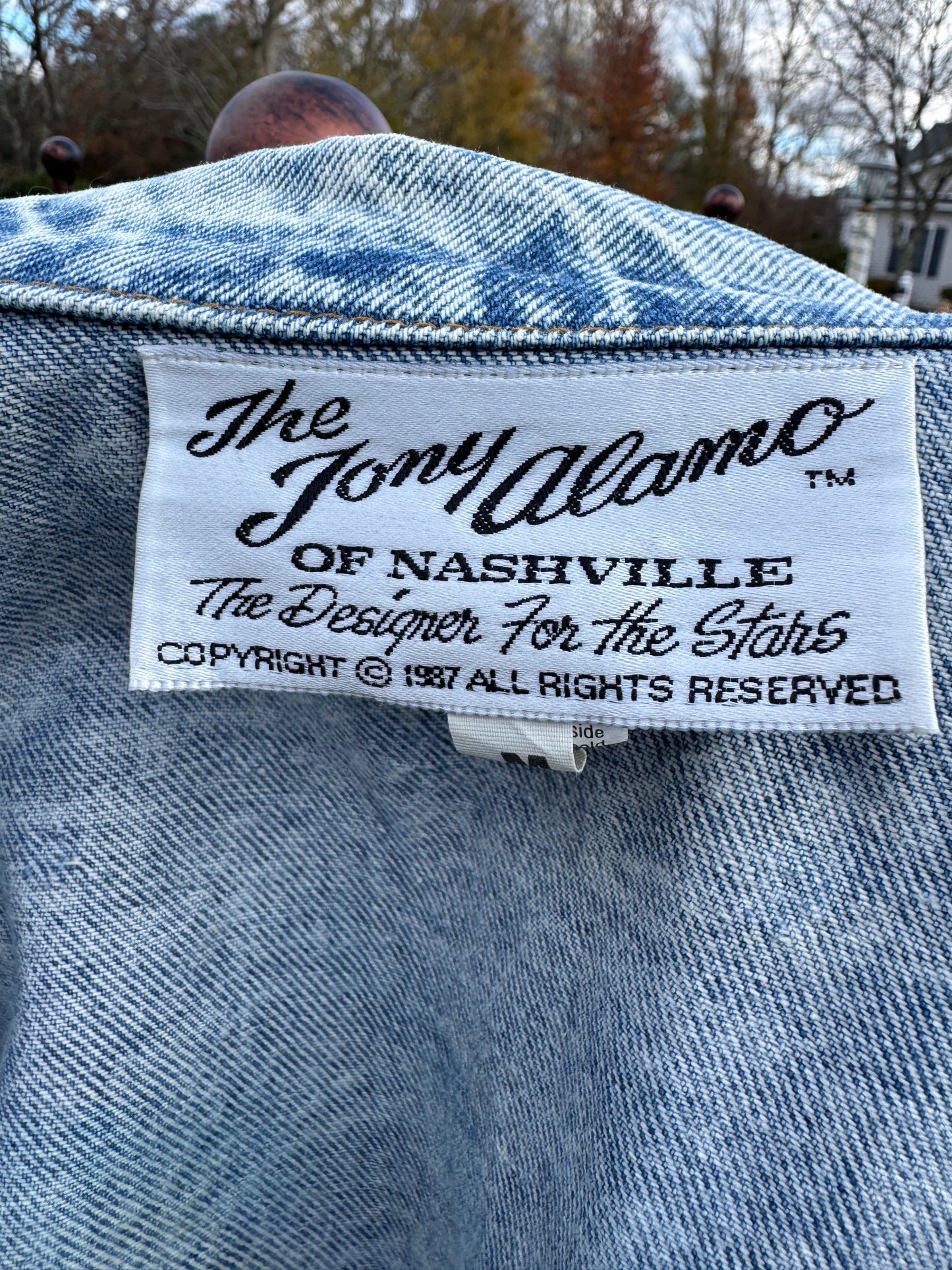 Tony Alamo of Nashville Aspen Colorado Hand Painted Acid Washed Jean Jacket