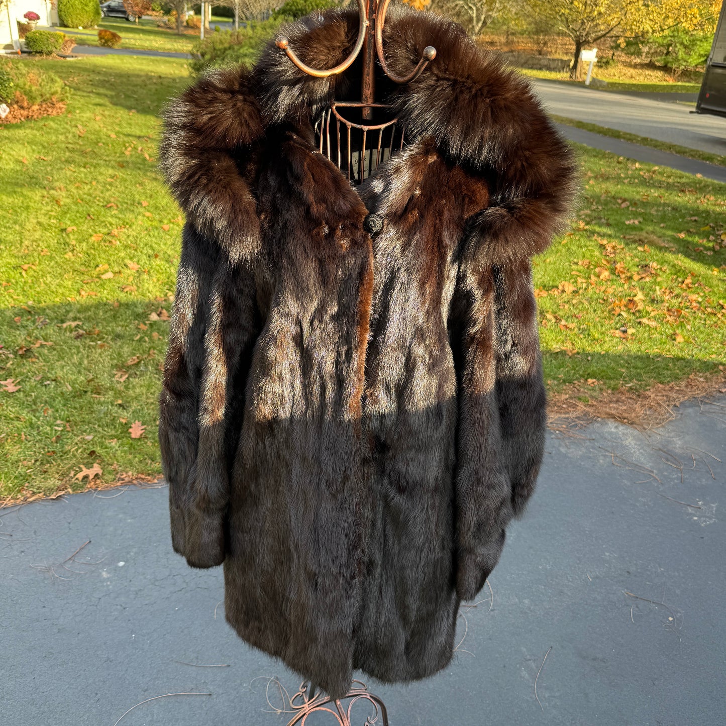 Vintage I. J. Fox Imperial Salon Boston Dark Mink Coat & Hood