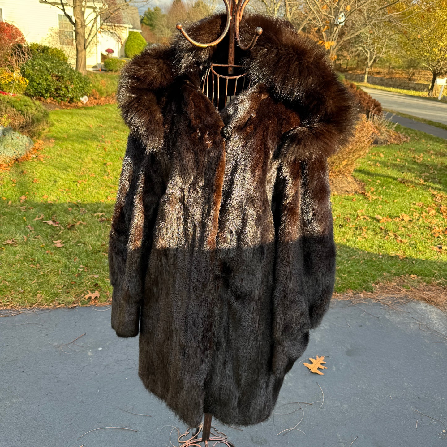 Vintage I. J. Fox Imperial Salon Boston Dark Mink Coat & Hood