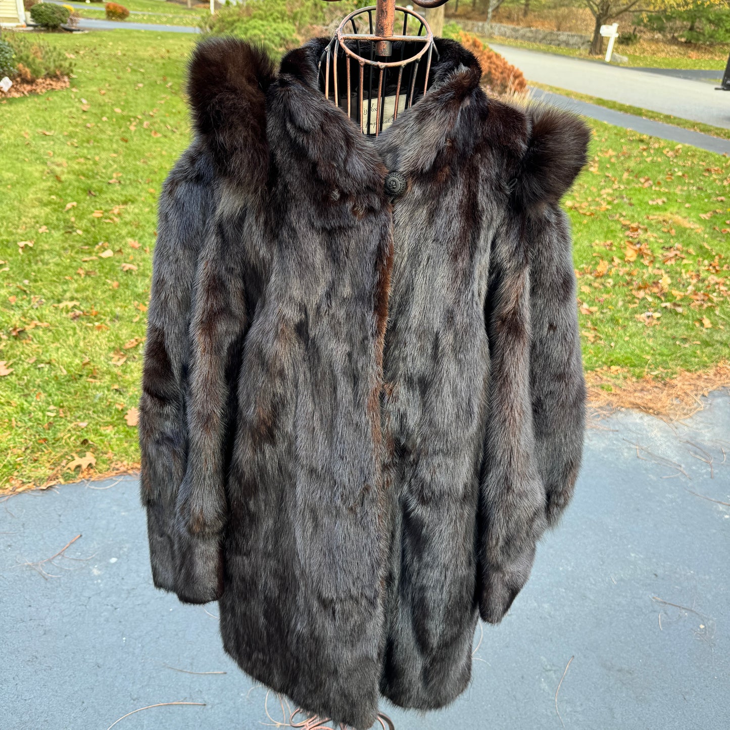 Vintage I. J. Fox Imperial Salon Boston Dark Mink Coat & Hood