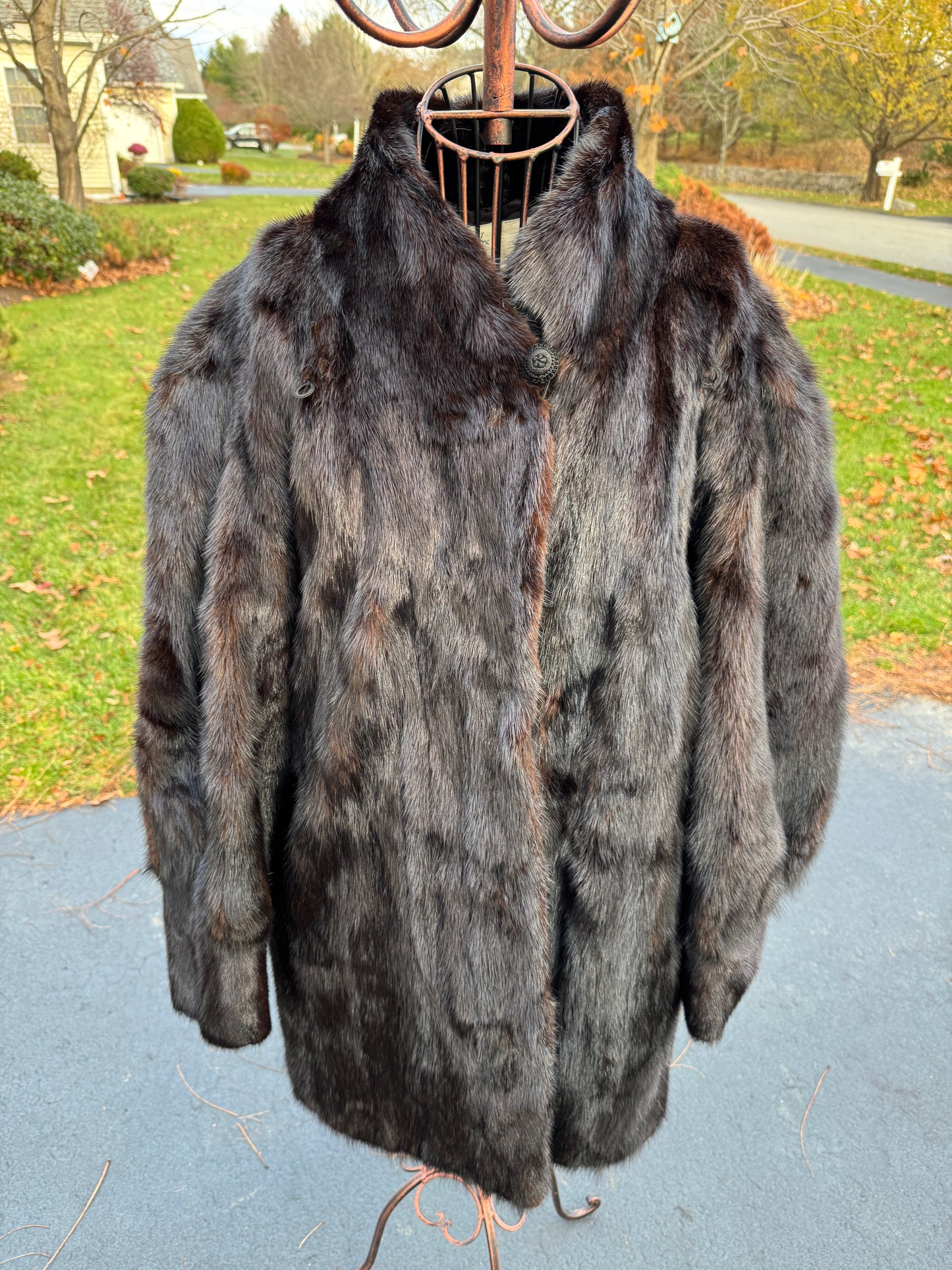 Vintage I. J. Fox Imperial Salon Boston Dark Mink Coat & Hood