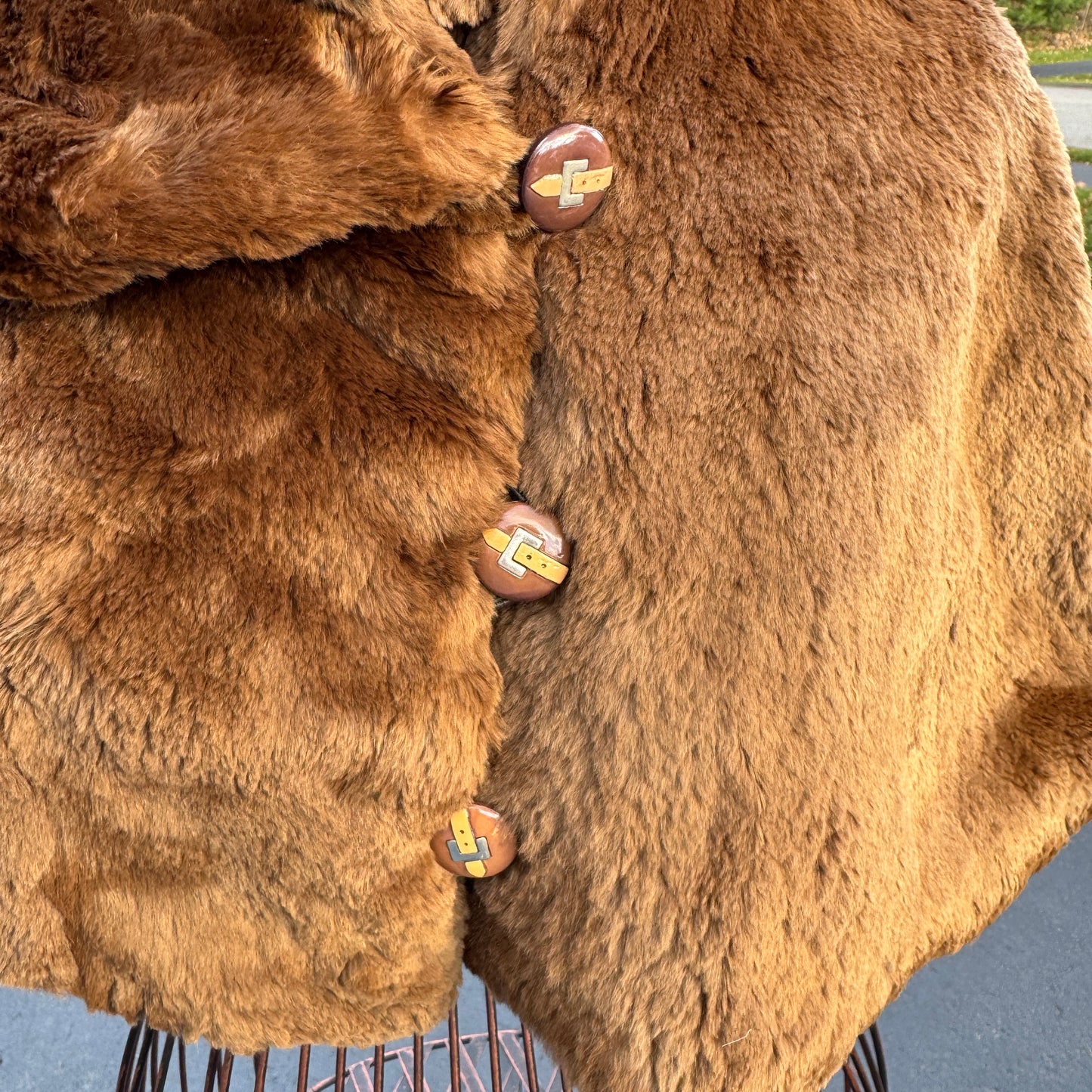 Vintage Fur Cape Capelet Two Buttons