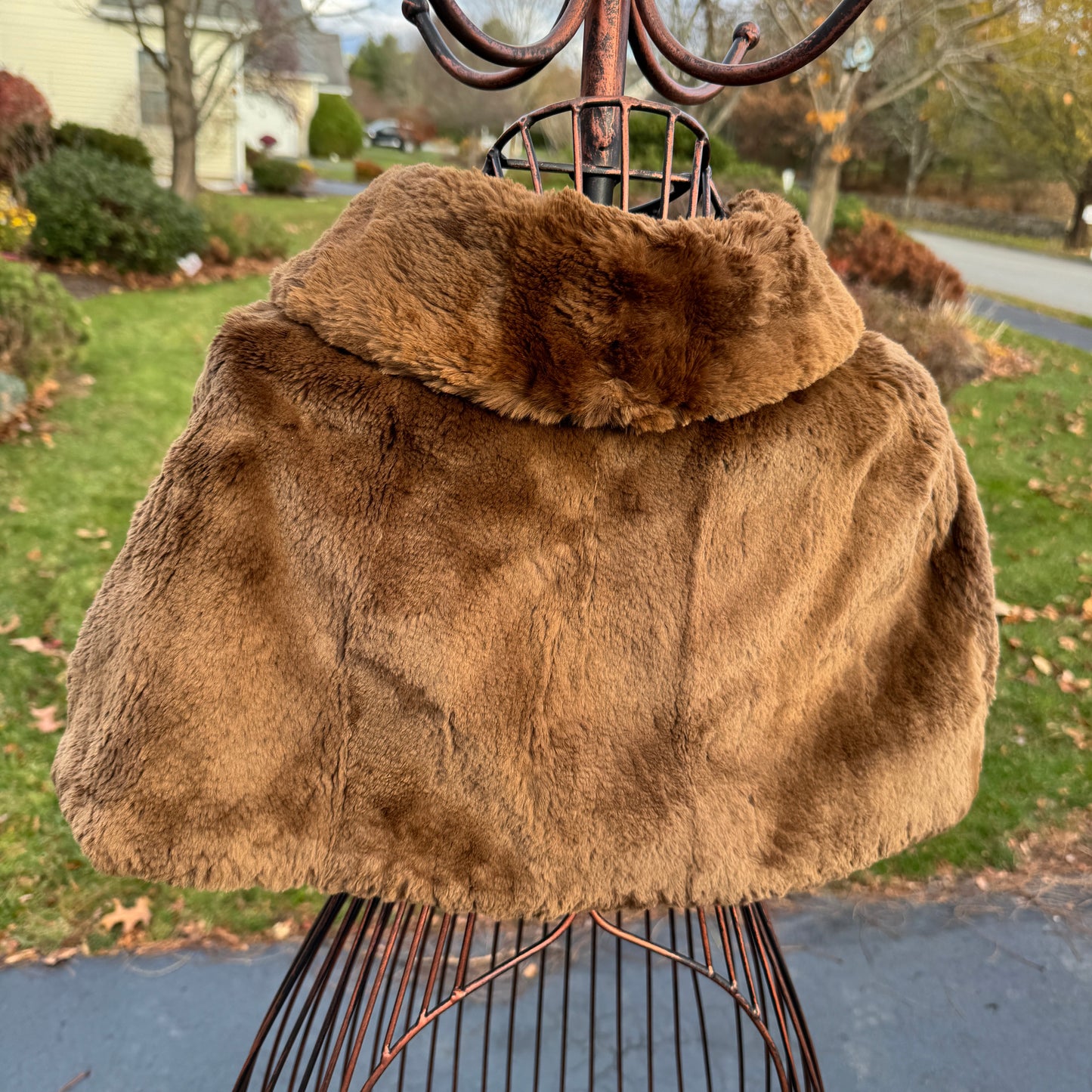 Vintage Fur Cape Capelet Two Buttons