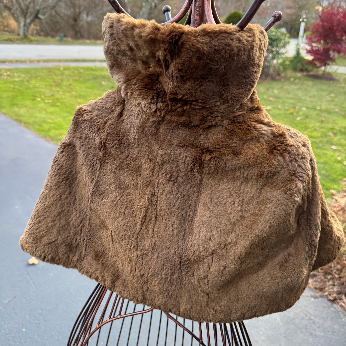 Vintage Fur Cape Capelet Two Buttons