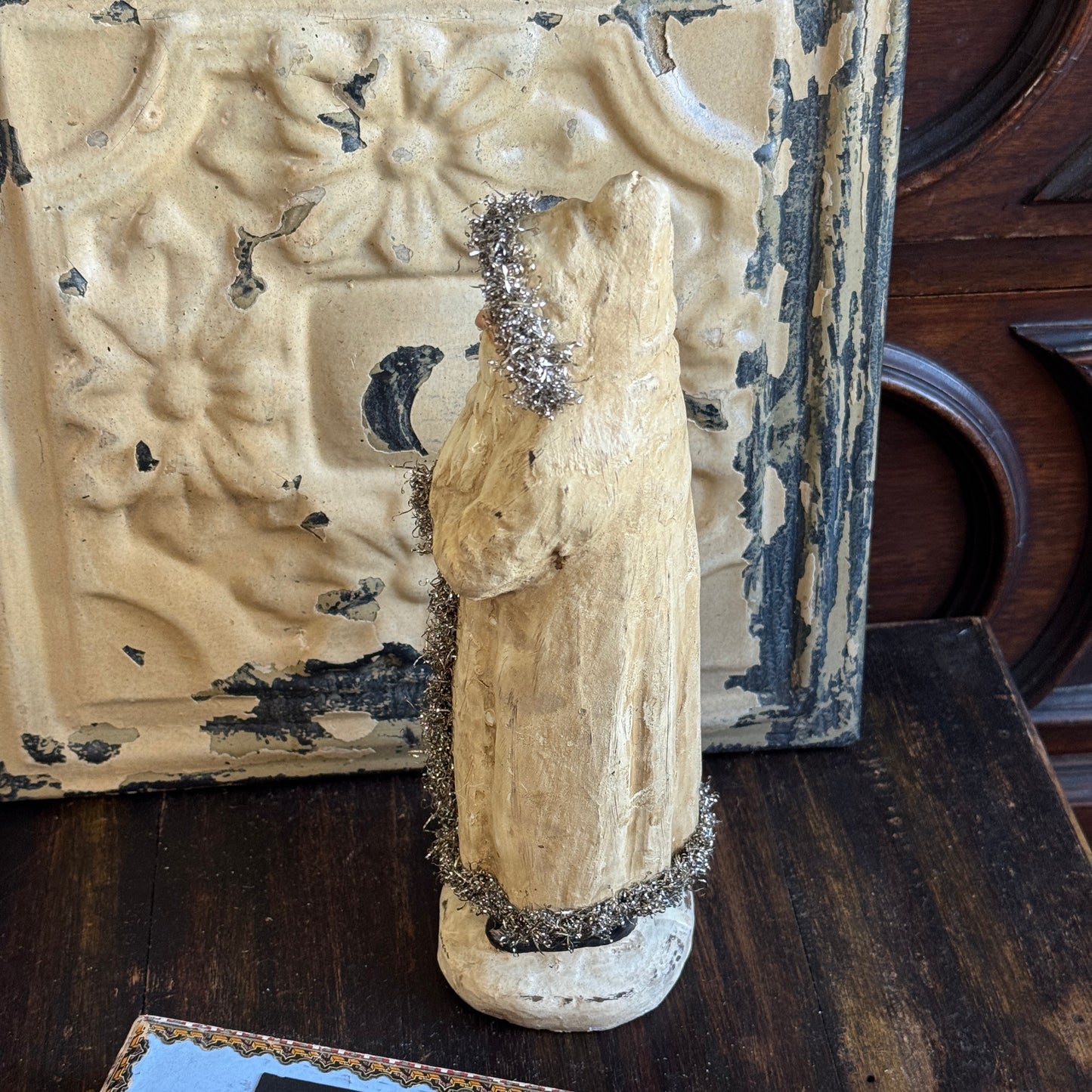 Ragon House Belsnickle Santa Soft White Silver Sparkle Folk Art Figurine